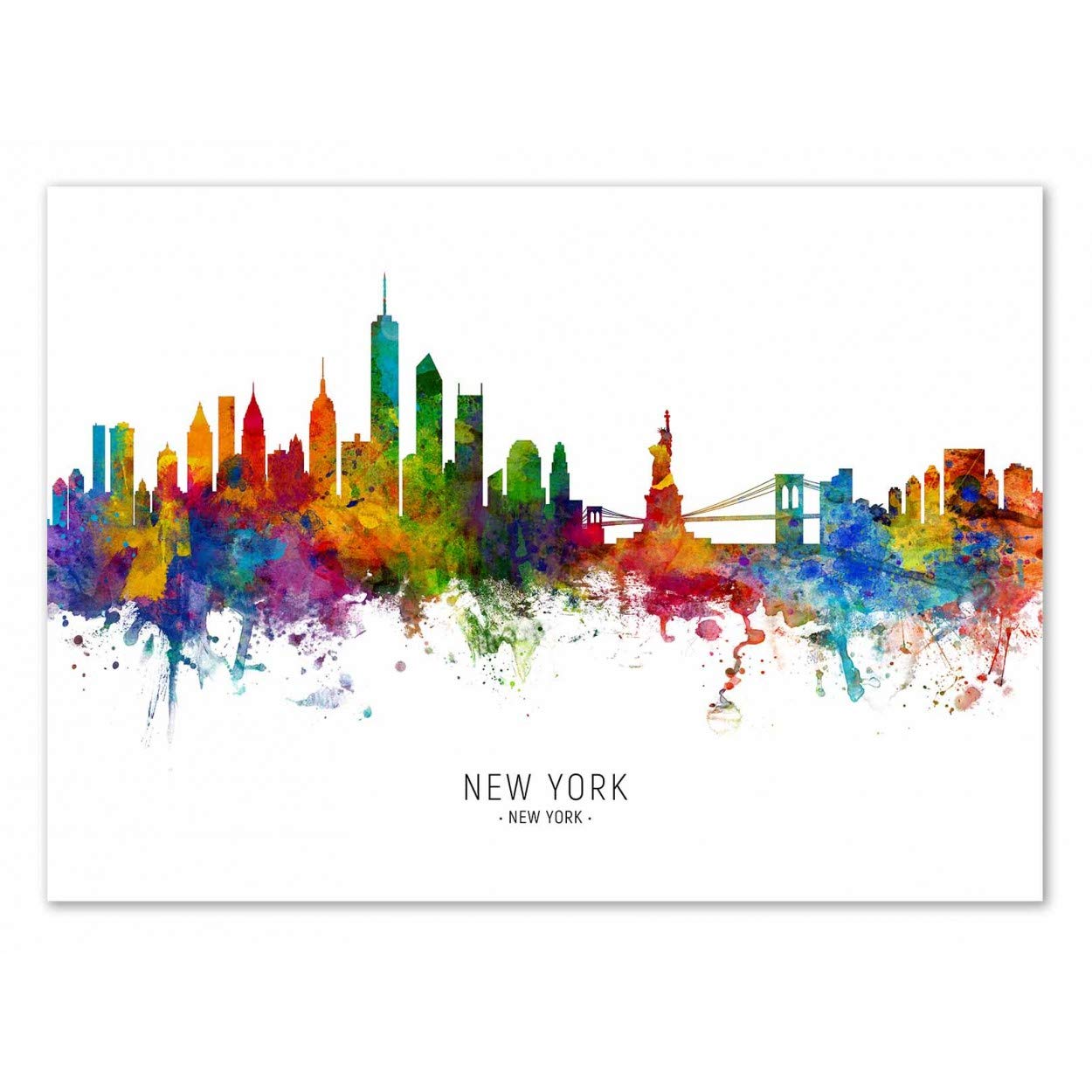 Wall Editions Art-Poster - New-York Skyline (Colored Version) - Michael Tompsett