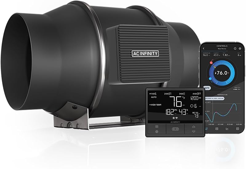 AC Infinity CLOUDLINE PRO T6 6 Inch Inline Duct Fan 402 CFM WiFi App