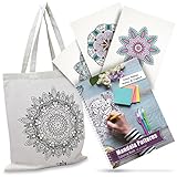 3DIY Olivia Mandala Coloring Book For Adults, Have Fun And Get Creative, Good For Stress Relief, Comes As A Set With A Beautiful Reusable Eco Friendly Matching Cotton Tote Bag