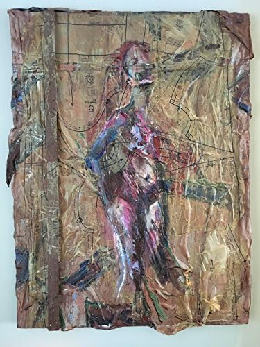 Constrained: original mixed media painting, female figure on large 32"x48" canvas