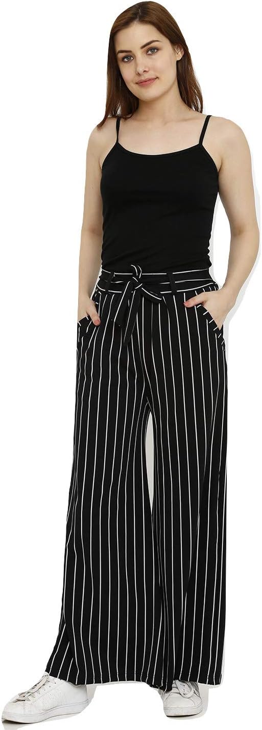 Cotton Blended Relaxed fit Casual Plazzo Pants/Trousers for Women and Girls (OneSize)