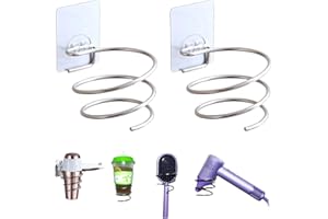 BAILIQI 2 Pack Hair Dryer Holder Wall Mount,Multi functional water cup wall bracket No Drilling Required Easy to Install Stainless Steel Bathroom Storage Organizer