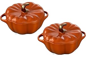 Staub Ceramic 2-pc 24-oz Petite Pumpkin Cocotte Set - Burnt Orange