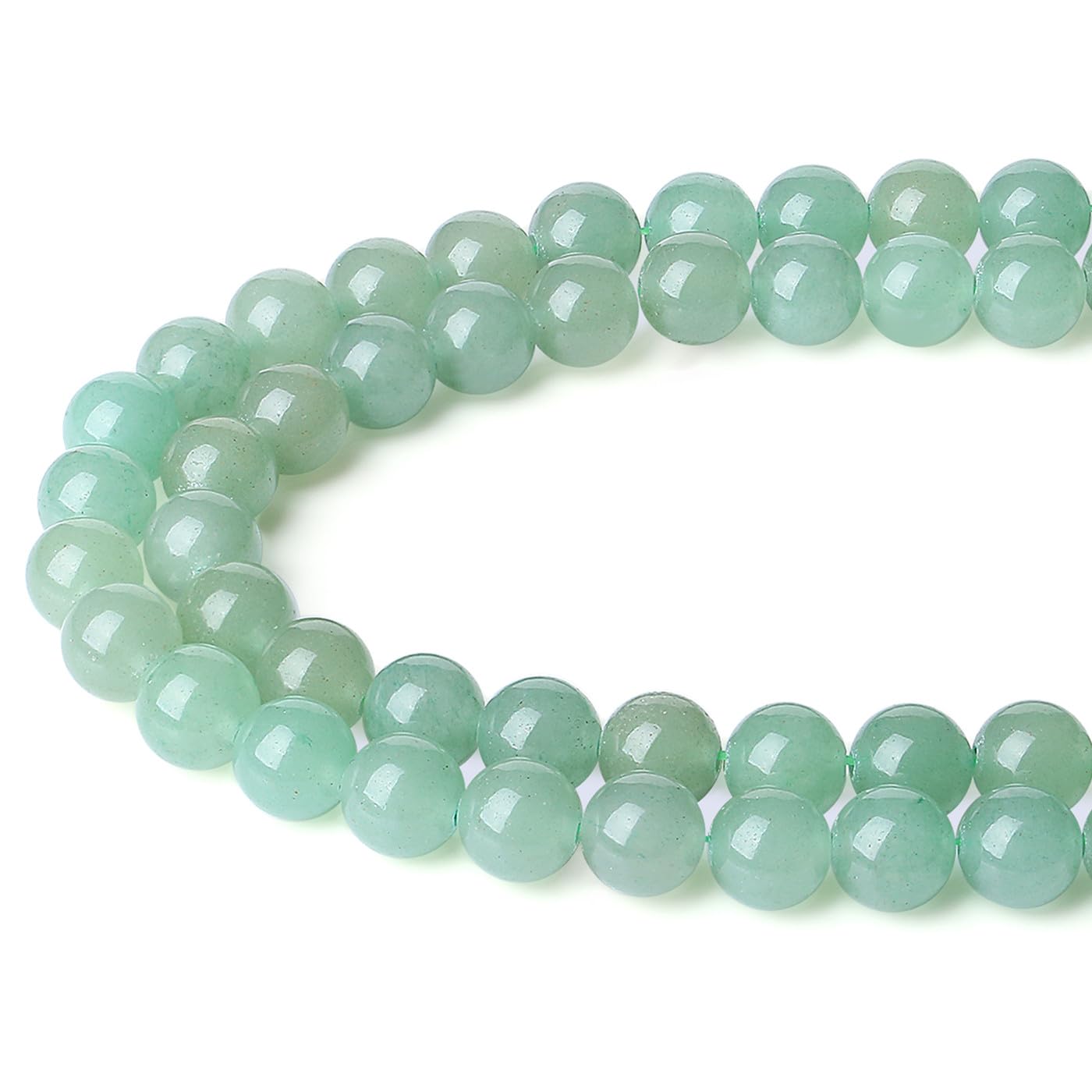 XIANNVXI 8mm Round Loose Green Beads for Crafting Green Aventurine Crystal Beads for Jewelry Making for Bracelet Making 47Pcs — image 1