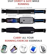 Eono Water Resistant Running Belt with Adjustable Elastic Strap Black view 5