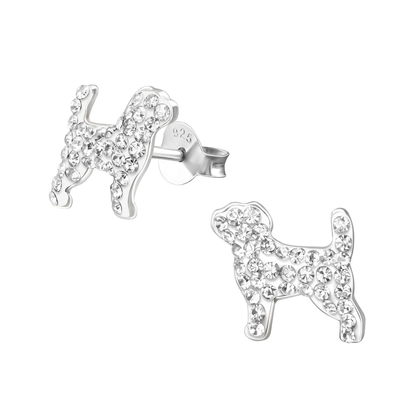 925 Sterling Silver Dog Stud Earrings for Women & Girls – Cute Animal Puppy Pet Jewellery Gift Boxed