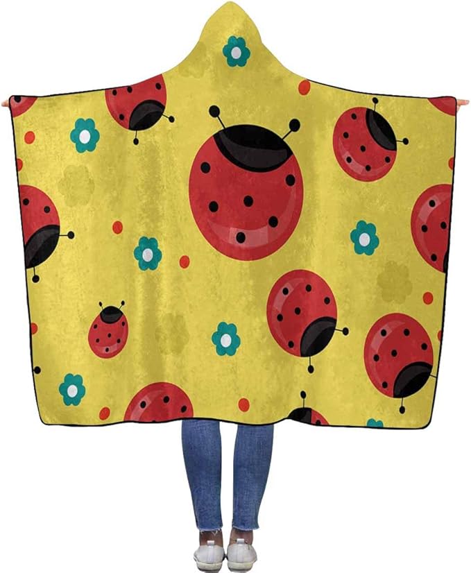 INTERESTPRINT Ladybug Insect Polka Dot Throw Blanket 80 x