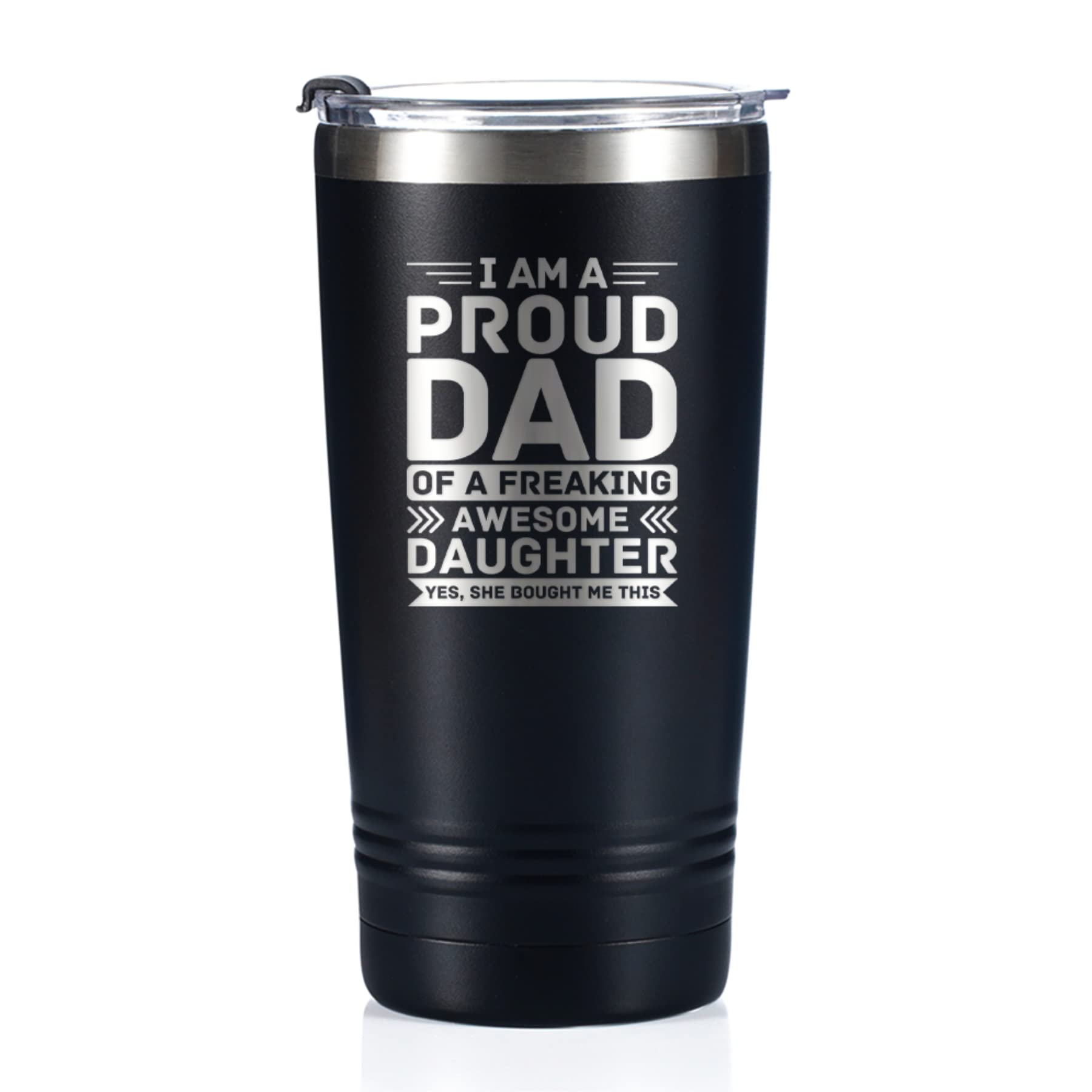 Onebttl Dad Gifts from Daughter I Am a Proud Dad of an Awesome Daughter Tumbler - Funny Fathers Day Present Travel Coffee Mug 590ml