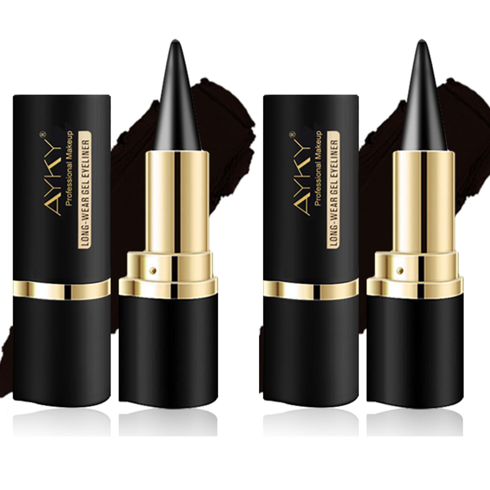 2PCS Black Eyeshadow Pencil Set, Highly Pigmented Long Lasting Smudge-proof Smoky Cream Eyeshadow Pen for Women (#2PCS)