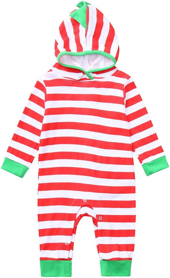 ZLOLIA Baby Clothes Autumn Winter Boy Girl Long Sleeve Stripe Hooded Romper Jumpsuit (70, Red): Home & Kitchen