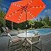 Sorbus 10 ft Patio Umbrella LED Solar Power, Orange, Modern Style, Alloy Steel Frame, Solid Pattern, Manual Tilt, 15.1 lbs, Adult, Sun & Rain Use, Round Shape, Alloy Steel Handle, Wipe Clean Care