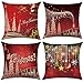 Qinqingo Throw Pillow Covers 18 x 18 inch Merry Chistmas Party Decoration Toss Pillow Case Cotton Linen Cushion Cover Sofa Home Decor Set of 4