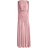 winkbay Women's Elegant Backless Maxi Dress Formal Ruched Bodycon Slit Evening Party Cocktail Dresses