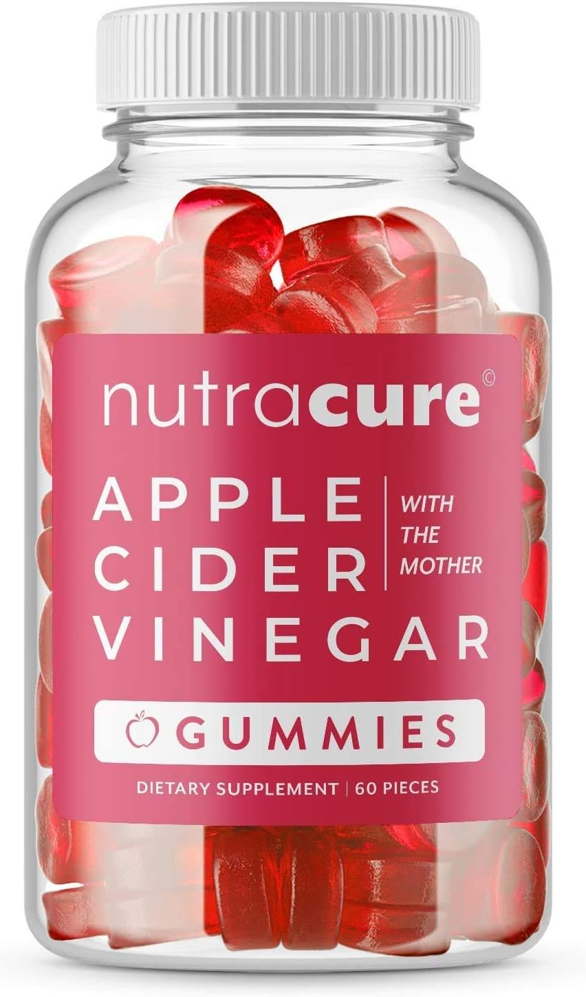 Nutracure Apple Cider Vinegar Gummies for Detox, Cleanse & Weight Management - Non-GMO ACV Gummies with The Mother - 60 Vegan Gummy Vitamins