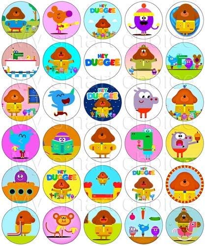 30 x Edible Cupcake Toppers – Hey Duggee Fun Party Collection of Edible Cake Decorations | Uncut Edible Prints on Wafer Sheet