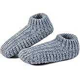 LEMZONE Men's Cozy Slipper Socks with Non Slip Grippers, Winter Soft Sole Indoor Fleece Sherpa Lining Sock Shoes Christmas Gifts