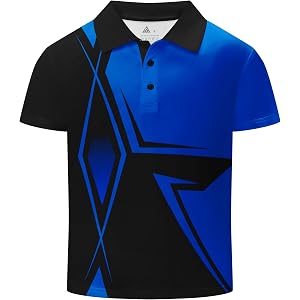 SECOOD Boys Golf Shirts Short Sleeve UPF 50+ Moisture Wicking Performance Print Patterns Casual Collared Golf Polo Shirt for