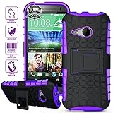 ElBolt TM 3 in 1 Bundle HTC One Mini 2 / HTC One Remix / HTC M8 Mini Armor Grenade Stand Hard Gel Case -Purple with Free Ultra-Sensitive Stylus Pen and Premium Screen Protector by ElBolt TM