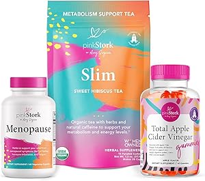 Pink Stork Menopause Weight Loss Bundle: Menopause Relief Supplement, Weight Loss Tea for Women, Ashwagandha + Black Cohosh for Estrogen, Hot Flash Relief, Sleep Aid, Hormonal Balance, Women-Owned