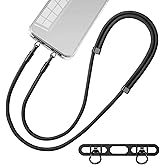 YENOVO Cell Phone Lanyard, Upgraded Double Buckle Hole Ring Cell Phone Lanyard Patch and Adjustable Neck Strap Compatible with iPhone 12-17, No-Residue Adhesive-Free Design (Black)