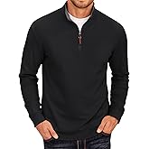 COOFANDY Men's Fleece Quarter Zip Pullover Long Sleeve Mock Neck Sweatshirt