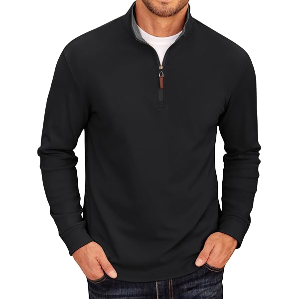 COOFANDY Men's Quarter Zip Up Pullover Lightweight Mock Neck