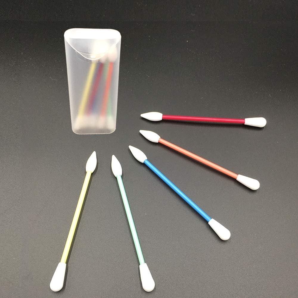 Hokeea Portable Reusable Swabs, Last Cotton Swab for Makeup Cosmetic Personal Skin Care Protection,Have Portable Case,5 pcs Colorful