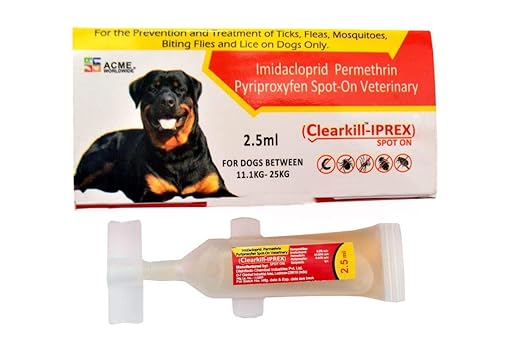 Disinfecto Chemical Industries Pvt. Ltd. Clearkill IPREX Spot on Prevention and Treatment of Fleas Ticks and Chewing Lice Infestation in Dogs (2.5ml)