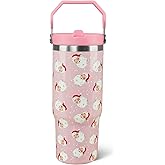 Rcvlauf 30 oz Christmas Tumbler Santa Claus Coffee Mug Leak Proof Insulated Cup with Handle Flip Straw Water Bottle Xmas Winter Gifts Decor