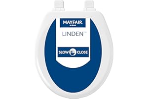 Mayfair 843SLOW 000 Lannon Slow-Close Toilet Seat, Removable Enameled Wood Toilet Seat That Will Never Loosen, White, 1 Pack 