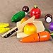 Wooden Cutting Board Toys, Kitchen Toys Cutting Vegetables Set with Knife and Cutting Board (21 pcs)