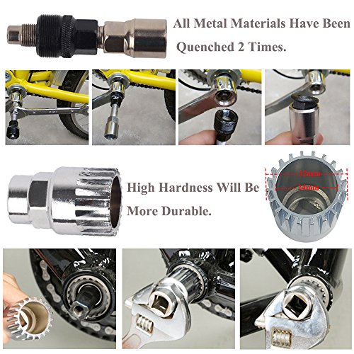 Feiyang Bicycle Repair Tools kit,Freewheel Removal Wrench + Sprocket Lockring Remover + Crank Puller Extractor + Bottom Bracket Removal + Chain Splitter with Bike Spoke Wrench - Thumbnail 3