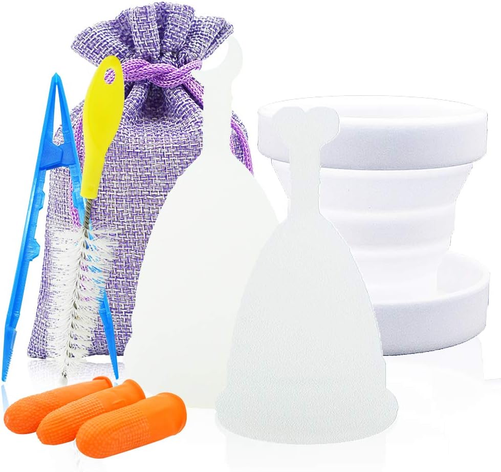 Menstrual Cups - (Large & Small)-Feminine Hygiene Period Cup-Alternative to Tampons and Sanitary Napkins (White, 1 Small &1 Large)