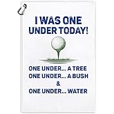 Msticey Funny 'I was One Under Today' Printed Microfiber Golf Towel with Clip, Great Golf Gift for Dad Mom Grandpa Golfer Father's Day or Birthday, Golf Accessory for Him or Her