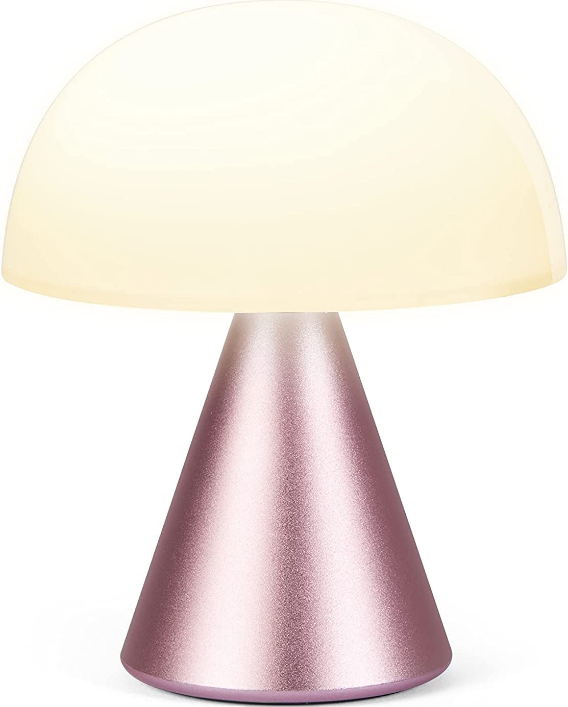 Lexon Mina M Mushroom Lamp - Portable Bedside Light for Bedrooms, Kids & Nursery - 9 LED Color Rechargeable Table Lamp with 24h Light & Dimmer, Medium - Pink