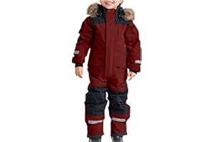 VBTAPA Snow Suit For Kids One Piece Snowsuit Boys Windproof Waterproof Winter Outdoor Overalls Snowboarding Girls Ski Suits