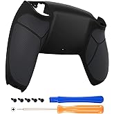 eXtremeRate Black Performance Rubberized Grip Custom Back Plate Bottom Shell Compatible with ps5 Controller, Replacement Back Shell Cover Compatible with ps5 Controller