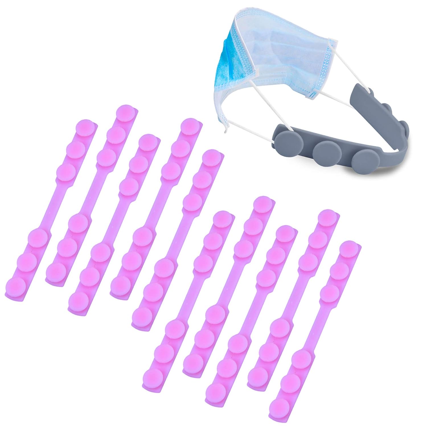 10 PCS Silicone Mask Extension Strap Mask Strap Extender Mask Holder Hook Adjustable 3 Gear