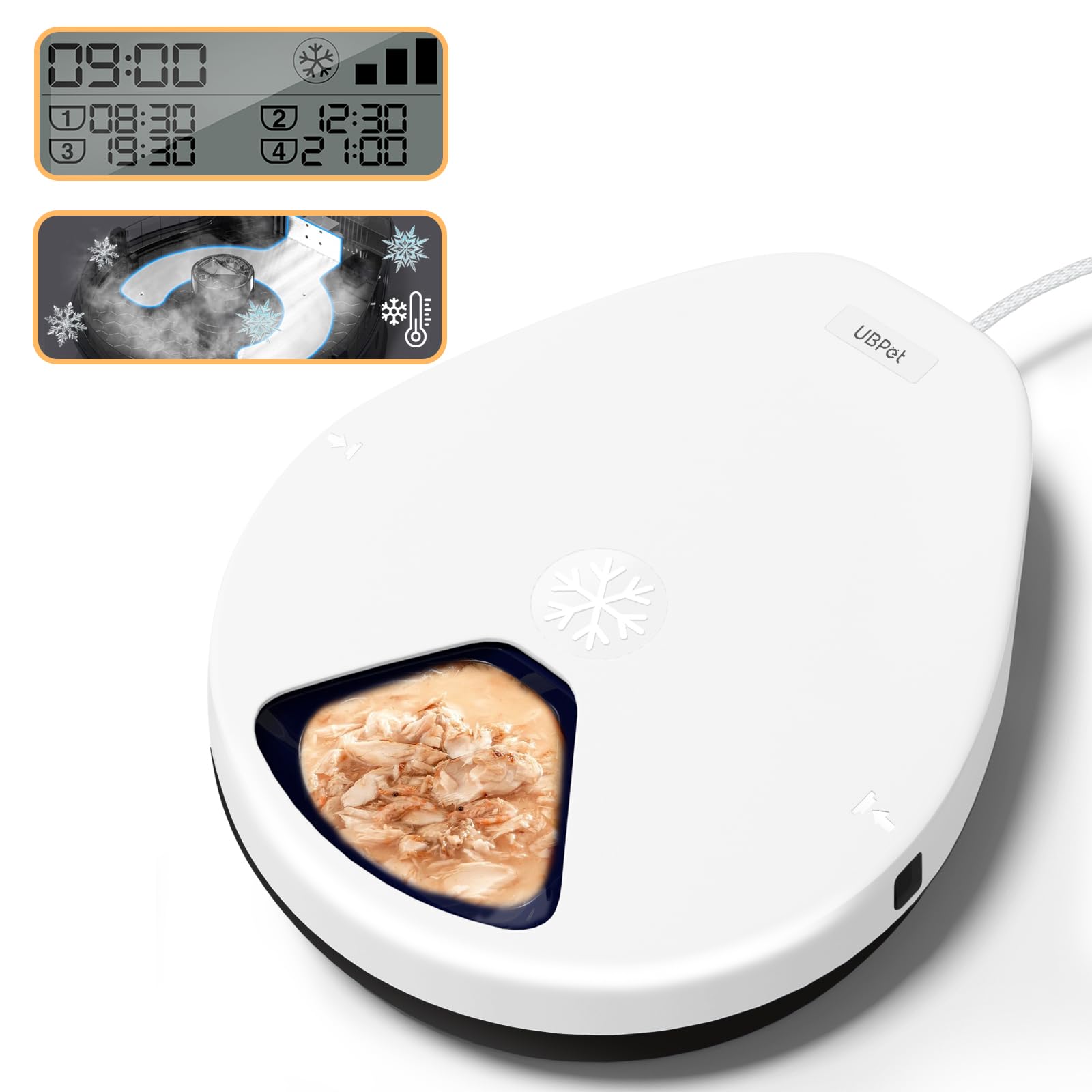 Photo 1 of UBPET Automatic Cat Feeder Wet Food, 2025 Upgraded Refrigerated Auto Cat Feeder with Semiconductor Cooling, 4 Days Freshness 5 Meals, Pet Food Dispenser for Cats and Small Dogs, Easy to Clean