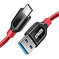 Anker PowerLine+ USB C to USB 3.0 Cable, High Durability Type C Braided Charging Cable for Galaxy S10, S9, Sony XZ(3FT,Red)