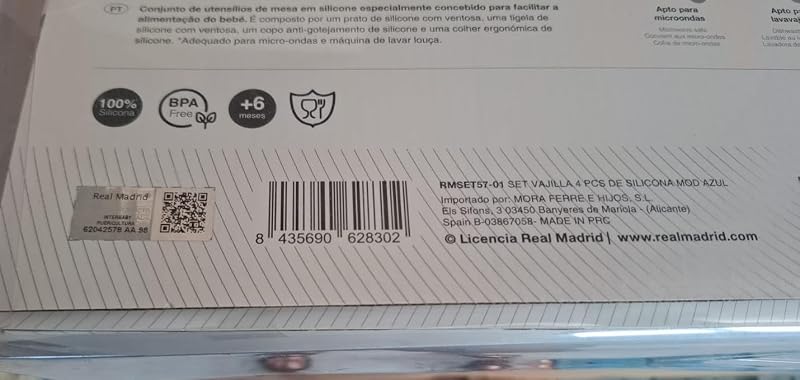 - Set de Vajilla Infantil 4 Piezas de Silicona Real Madrid Azul| Plato, Bol, Cuchara y Taza |Apto para Microondas y Lavavajillas | Libre de BPA
