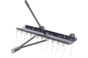 FTOPBTB 40Inch Tine Tow Dethatcher with 20 Rust-Proof and Replaceable Heat-Treated tines, Tine Tow Dethatcher Pull Behind Mower, Lawn Tractor Rake, Riding Lawn Mower for Outdoor Yard Tools Lawn Care