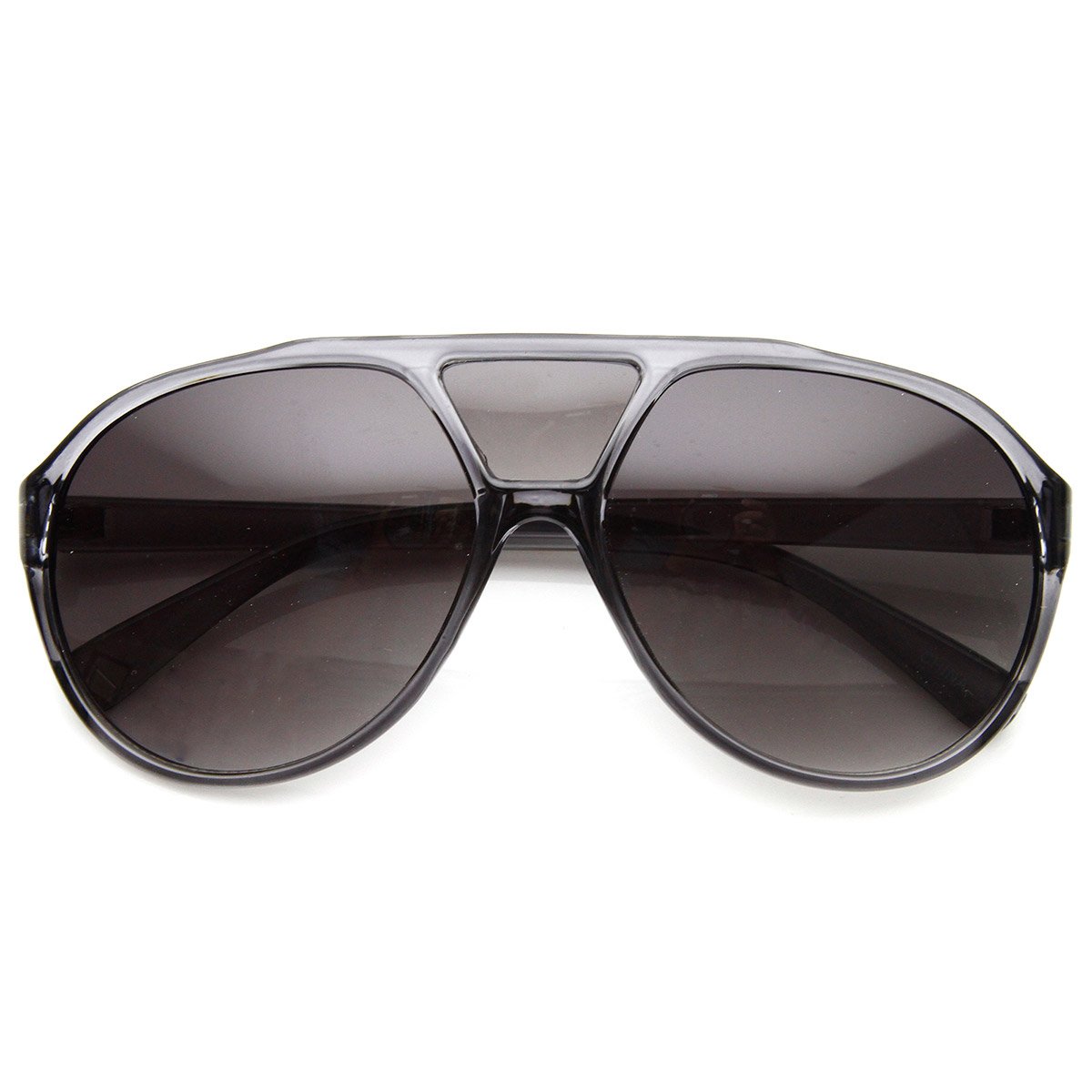 Large Teardrop Bridge Lens Retro Plastic Aviator Sunglasses (Smoke Lavender)