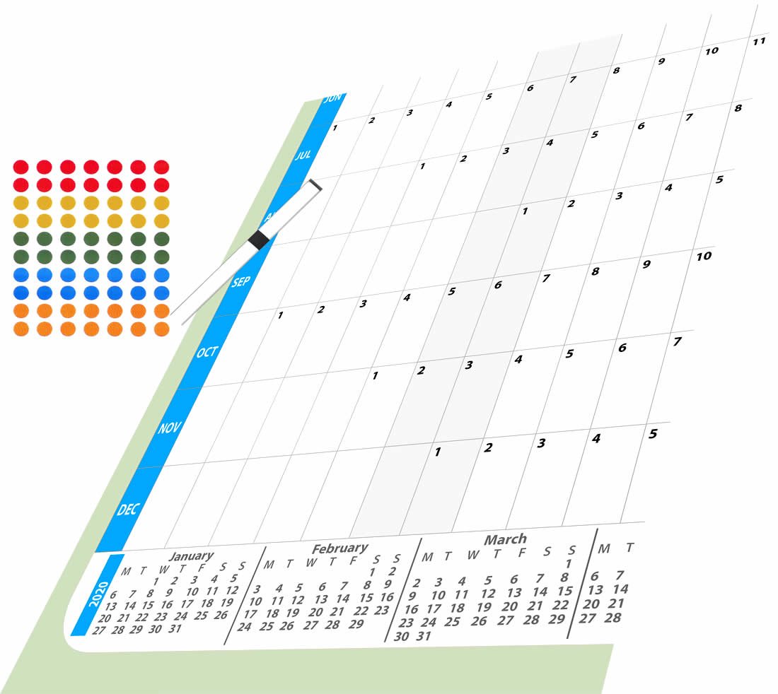2019 Laminated Small (or Large/Giant) Wall Planner (A2 Blue Flat