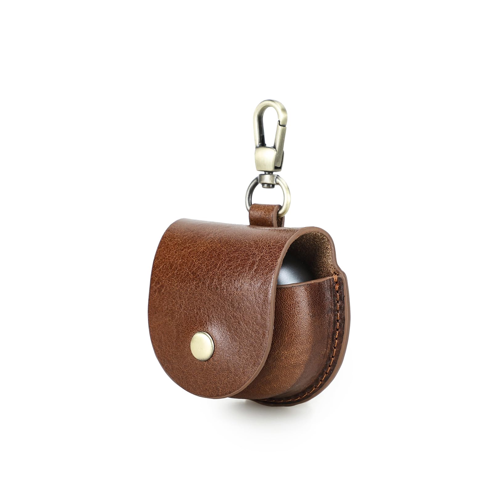 CONTACT'S FAMILY Protective Case for HUAWEI FreeClip, Tanned Leather Shockproof Case Compatible with HUAWEI FreeClip with Key Hook(Brown)