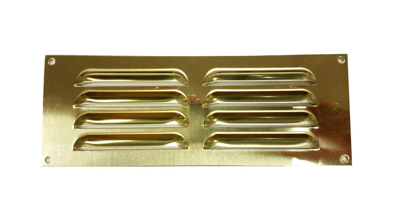 Merriway BH00510 Polished Brass Louvred Vent 9 x 3 -1 Pcs
