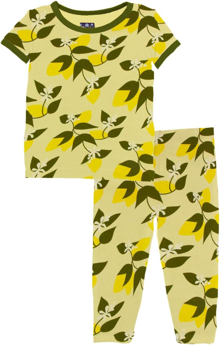 KicKee Pants Print Short Sleeve Pajama Set in Desert Rose Indian Train
