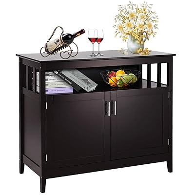 Costzon Kitchen Storage Buffet Server Cabinet with Open Shelf