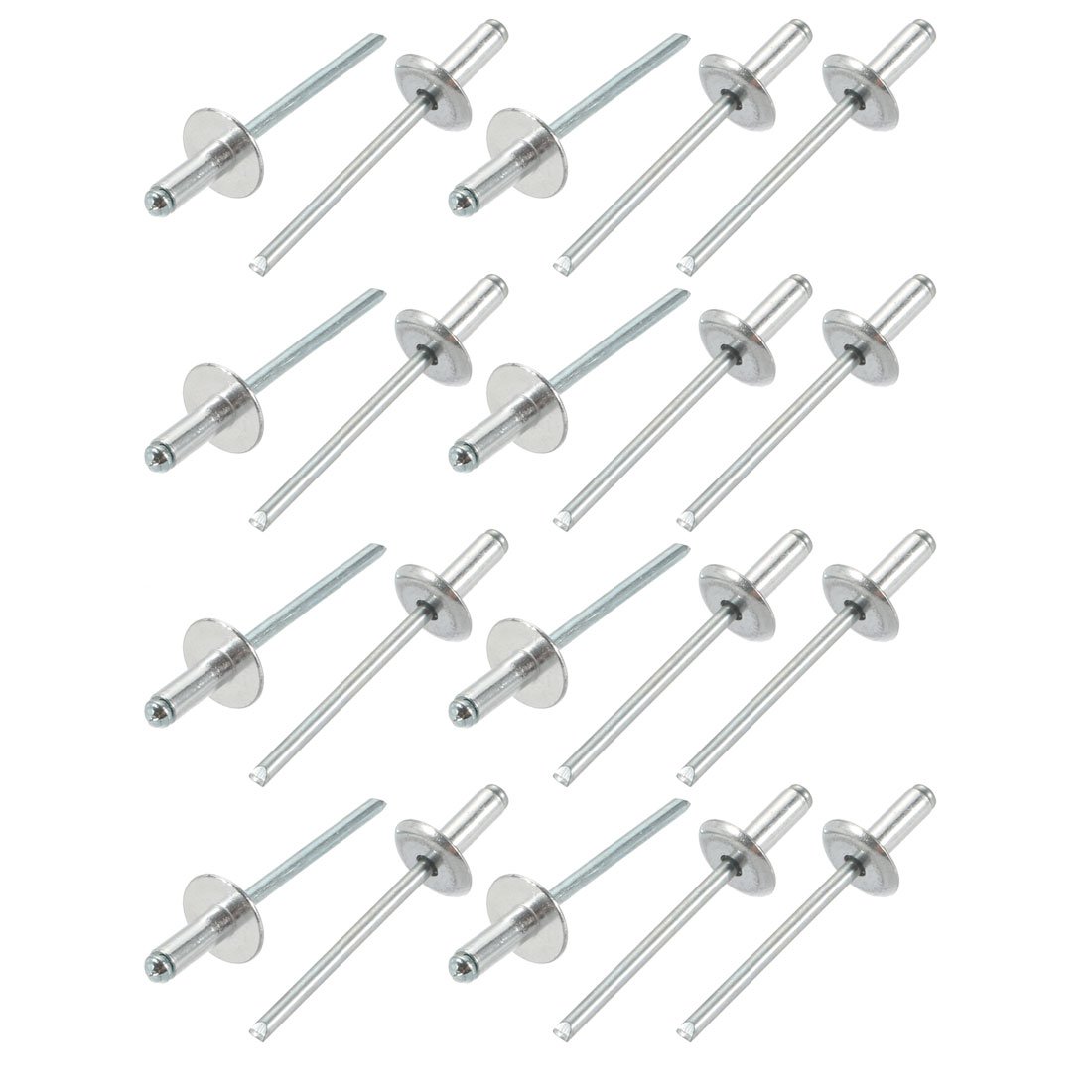 Sourcingmap 20 Pcs 4mm x 10mm Aluminum Open End Large Flange Blind Rivets