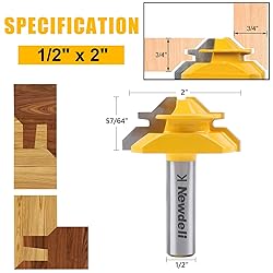 Newdeli 3PCS 45 Degree Lock Miter Router Bit Set